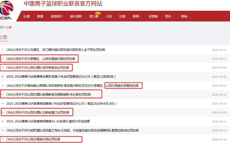 CBA连开两张罚单！两队共计被罚21万+禁赛1场，评优资格也没了